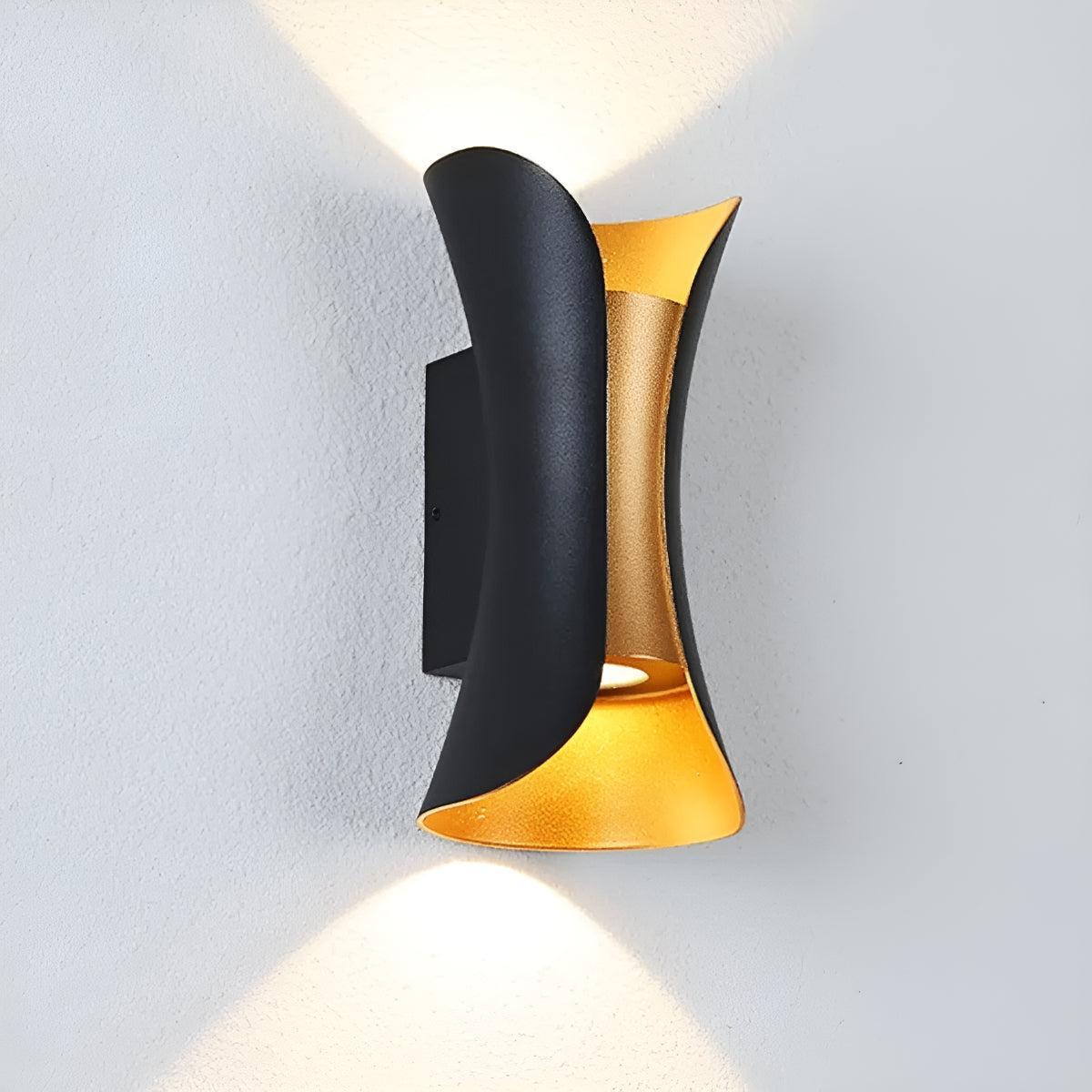 Curved Outdoor Wall Light With Up and Down Exterior Lamp Design