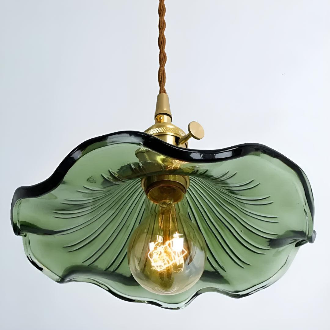 Glass Pendant Lighting With Floral Ceiling Design