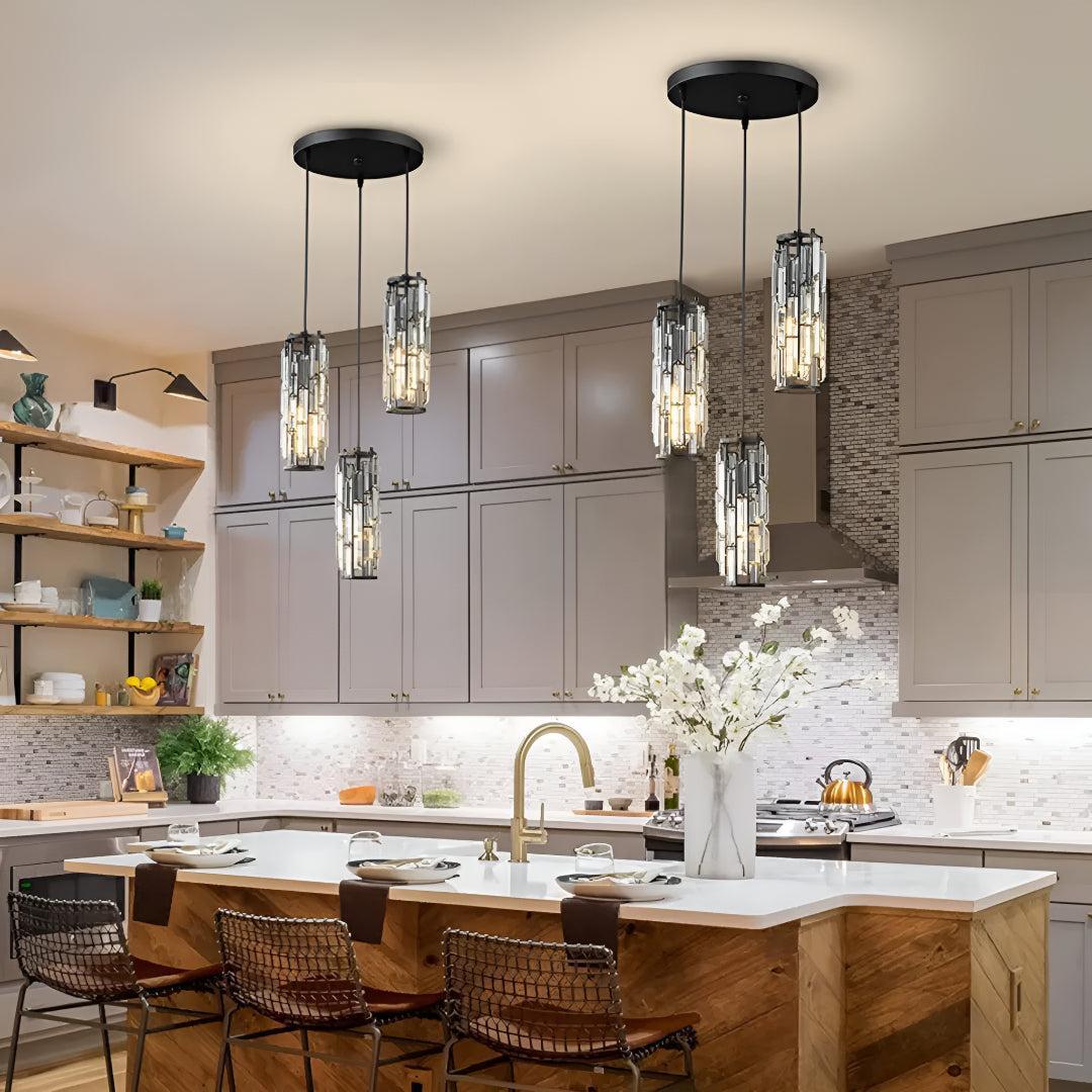 Hanging Pendant Ceiling Lights for Kitchen with Crystal Glass Design