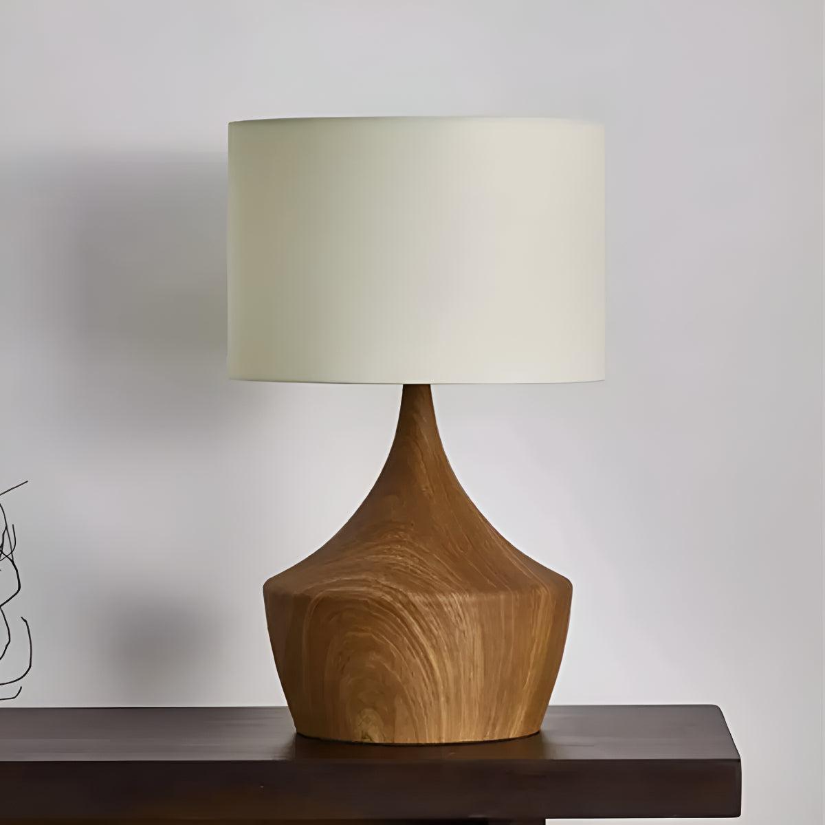 Japandi Wooden Modern Table Lamp With Linen Shade