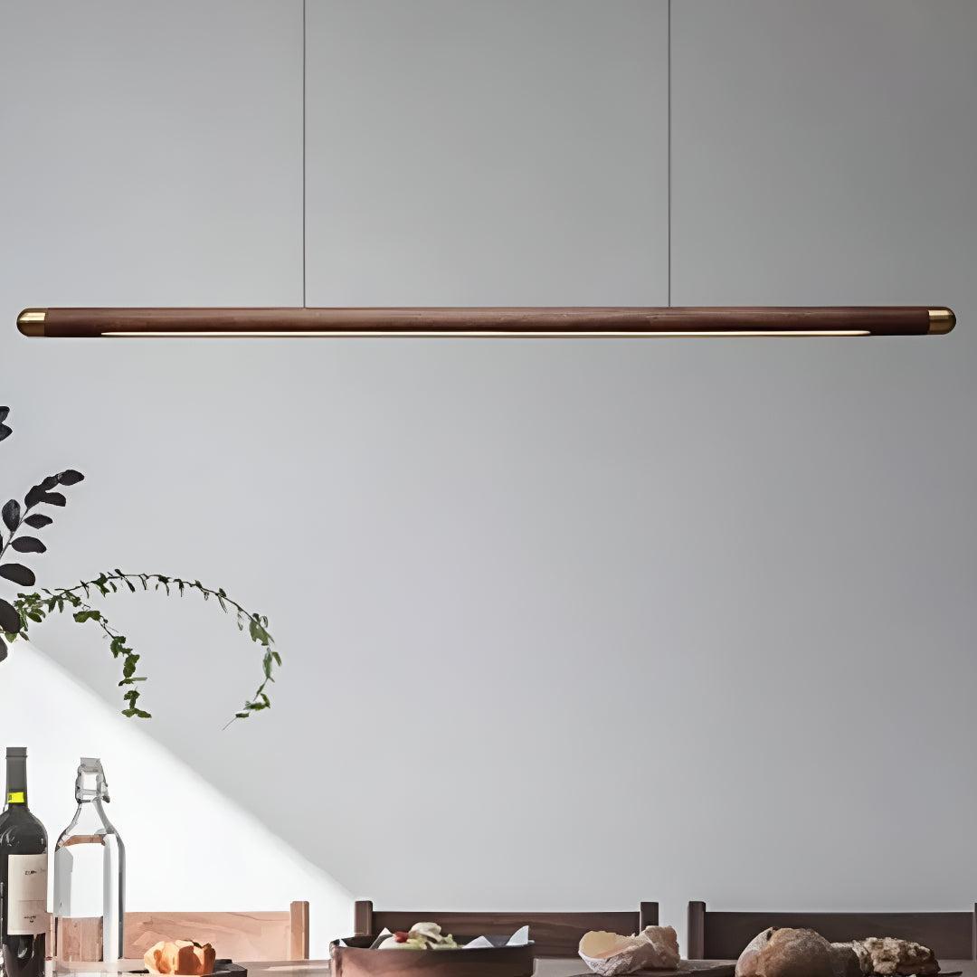 Kitchen Island Wooden Pendant Lighting With Linear Bar Design