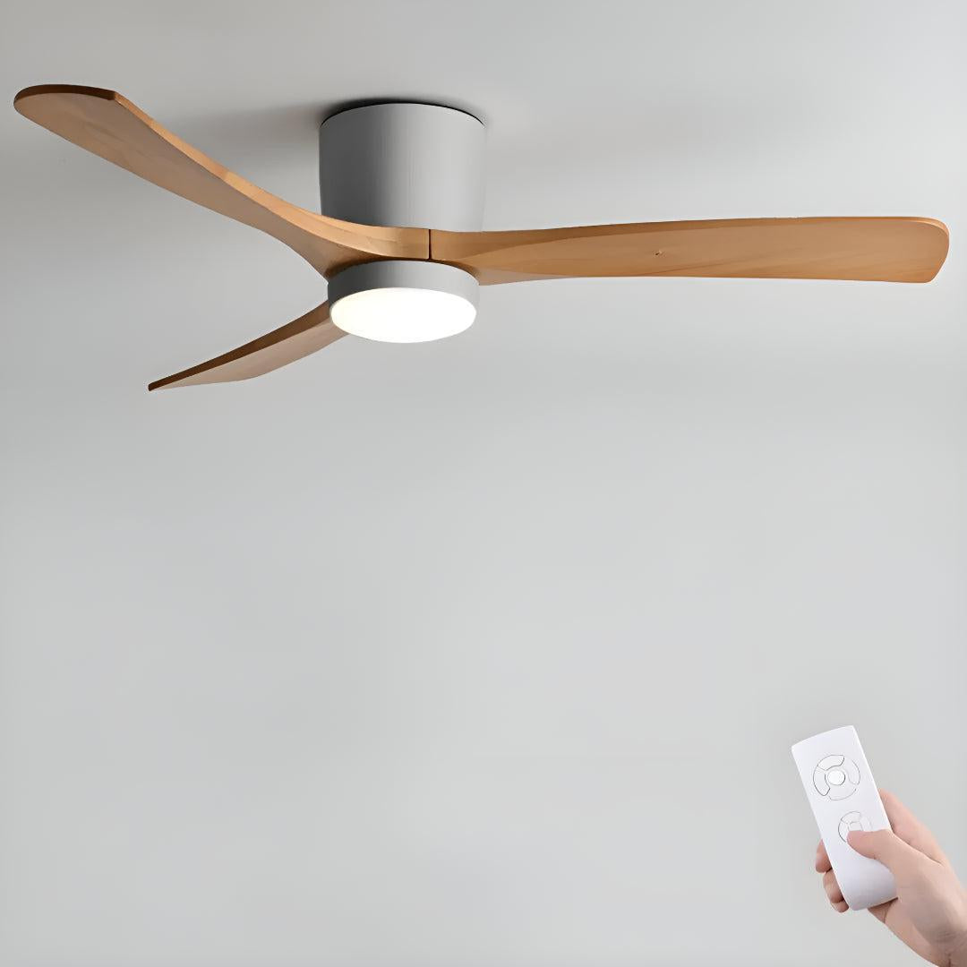 Modern Nordic Wooden Ceiling Fan Light With Remote Control