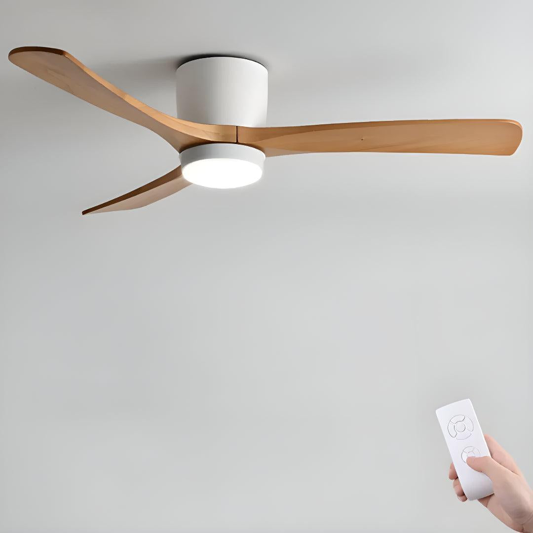 Modern Nordic Wooden Ceiling Fan Light With Remote Control