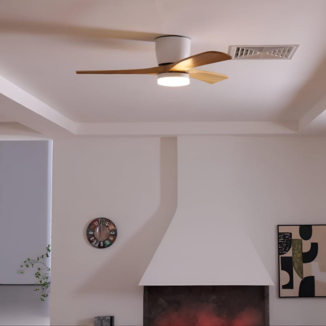 Modern Nordic Wooden Ceiling Fan Light With Remote Control