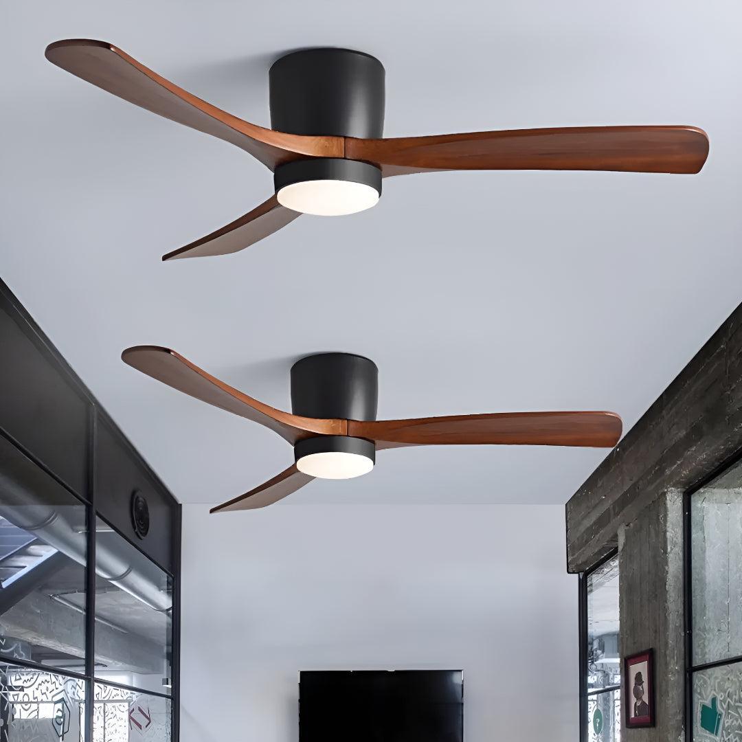 Modern Nordic Wooden Ceiling Fan Light With Remote Control