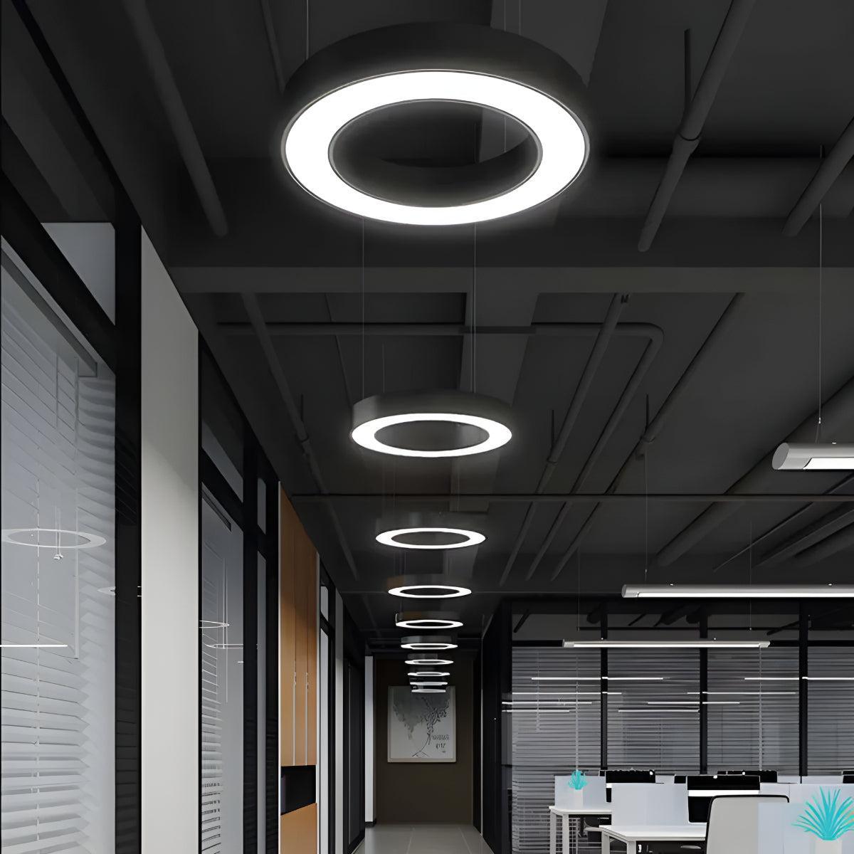 Pendant Ceiling Lights for Offices and Gyms With Round Ring Design