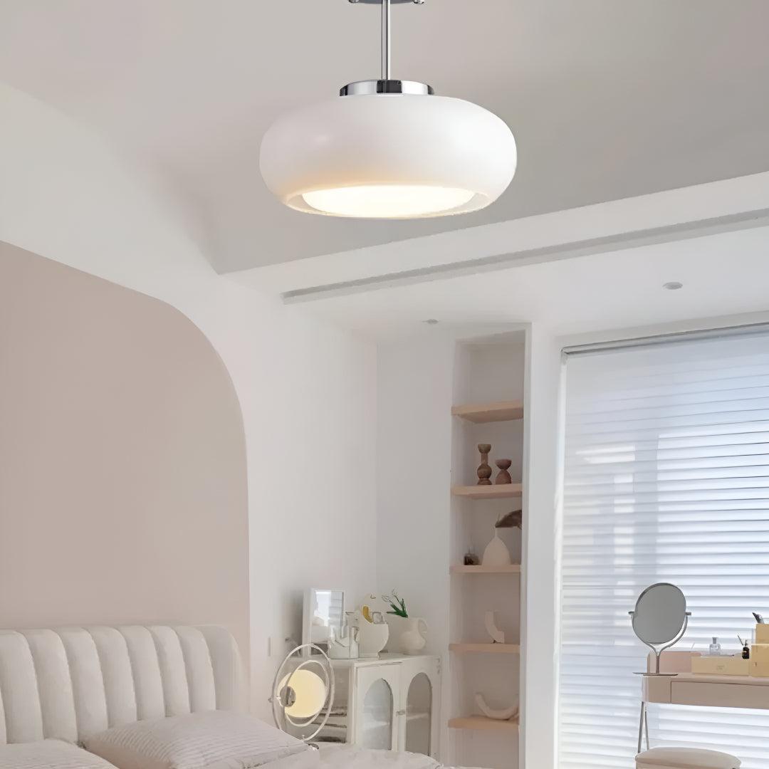 Semi Flush Mount Ceiling Lamp For With Glossy Glass Shade Design