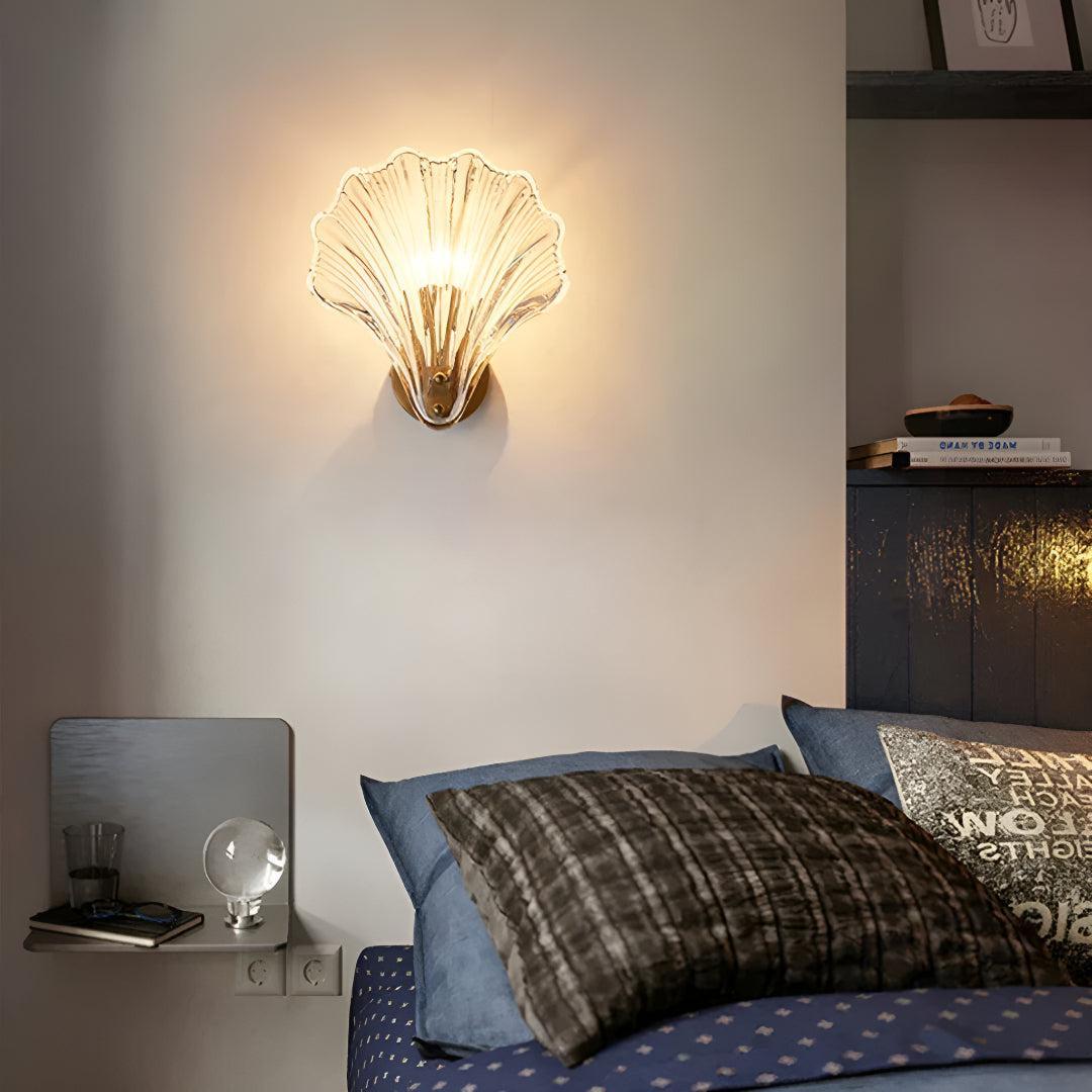 Shell Styled Glass Wall Light Sconce For Bedroom And Living Room