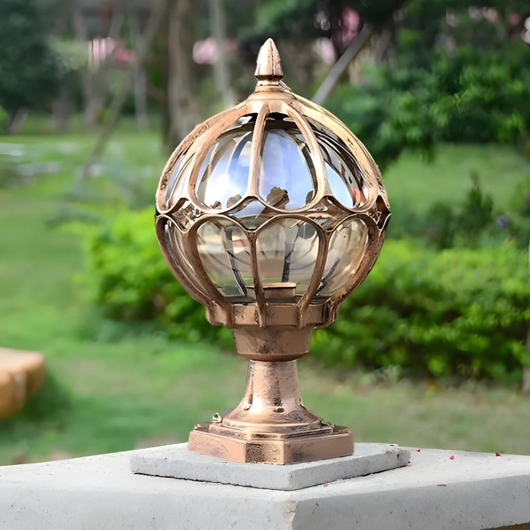Vintage Outdoor Pier Mount Pillar Light with Glass Globe