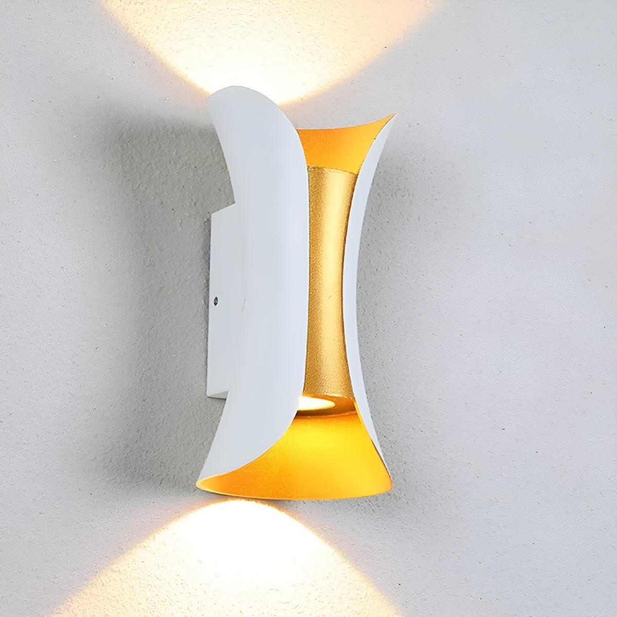 Curved Outdoor Wall Light With Up and Down Exterior Lamp Design