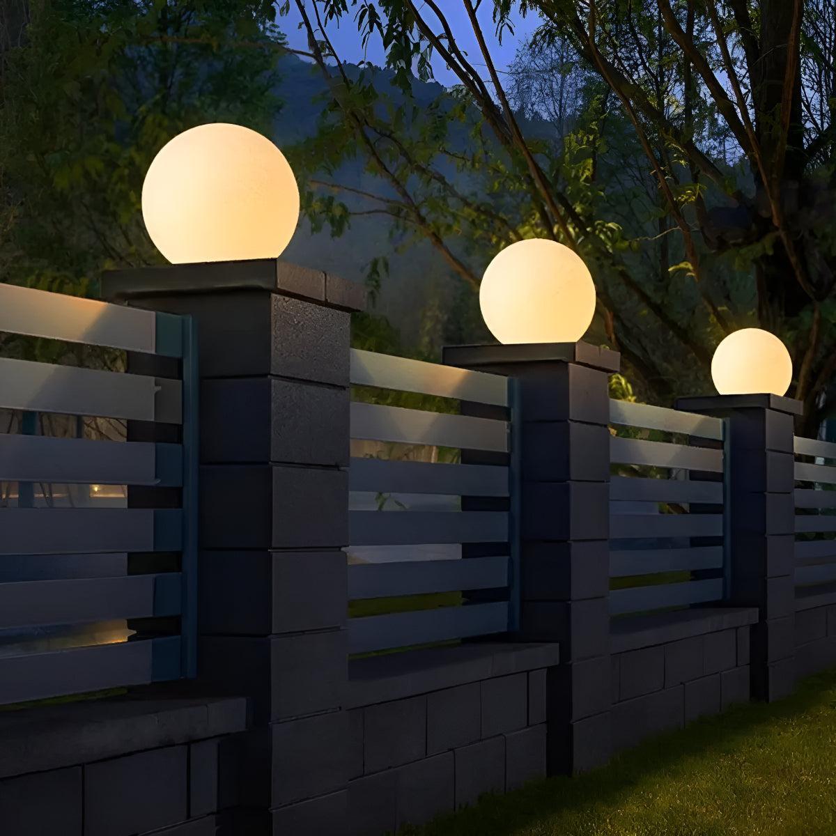 Garden Post Lights With Globe Design For Outdoor Fence