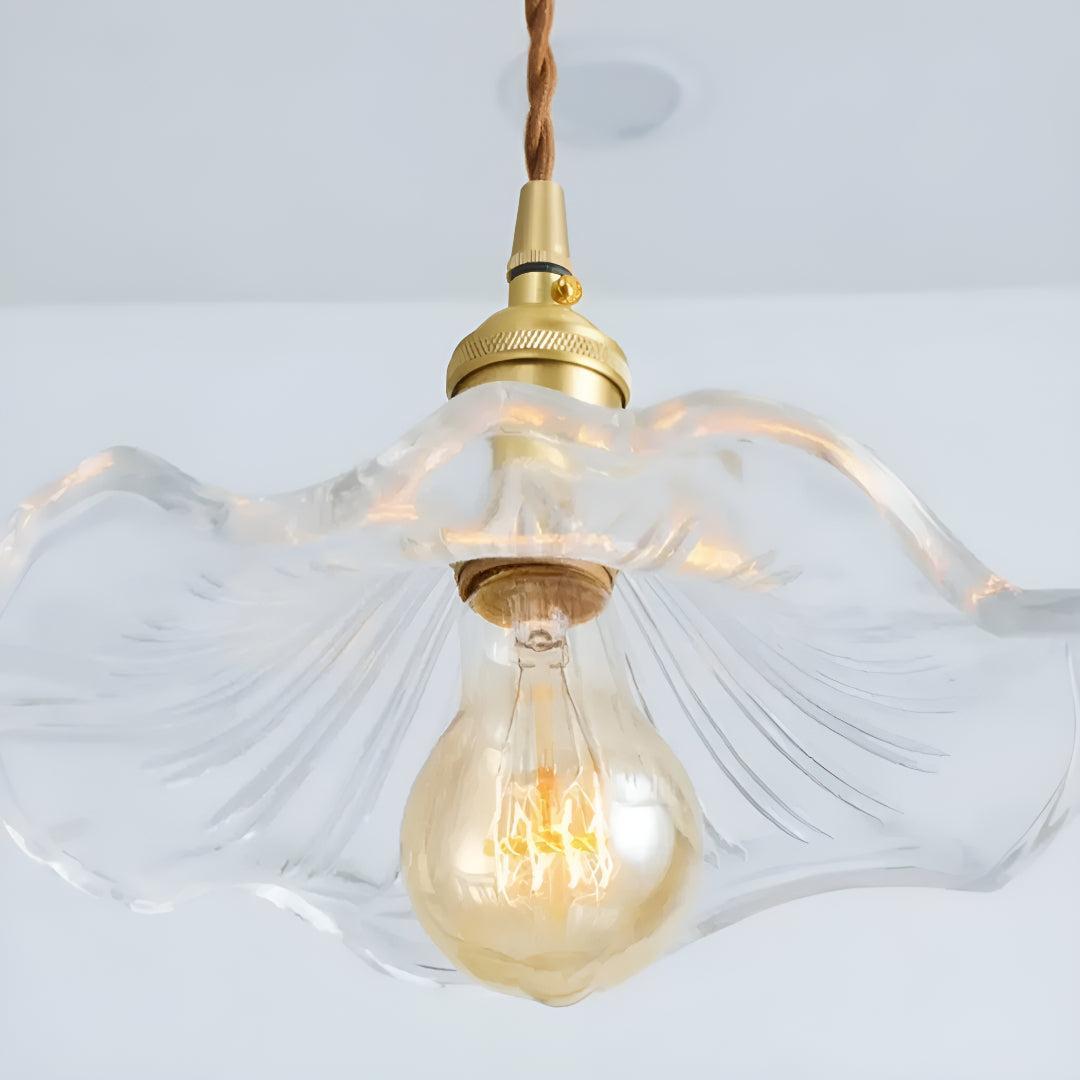 Glass Pendant Lighting With Floral Ceiling Design