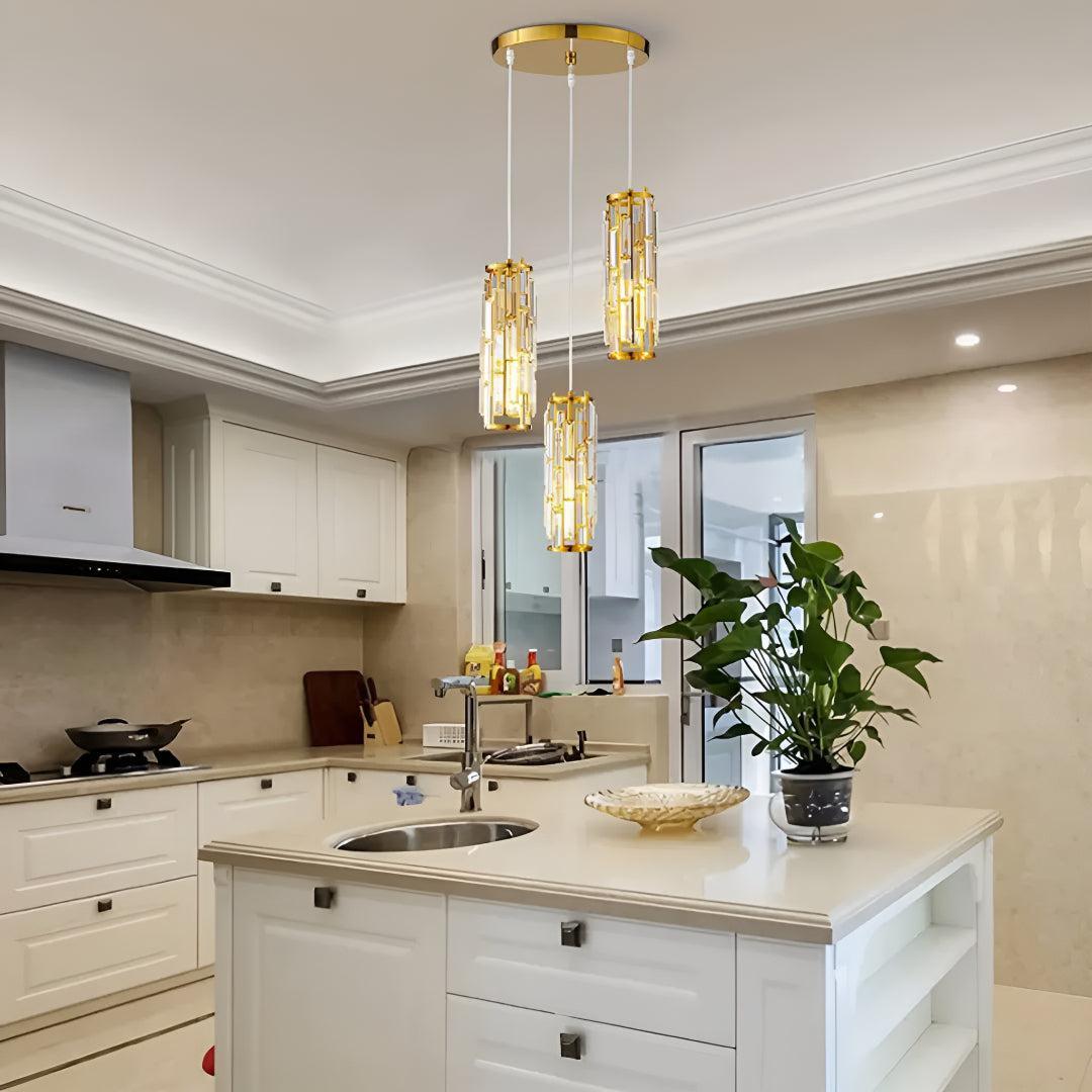 Hanging Pendant Ceiling Lights for Kitchen with Crystal Glass Design