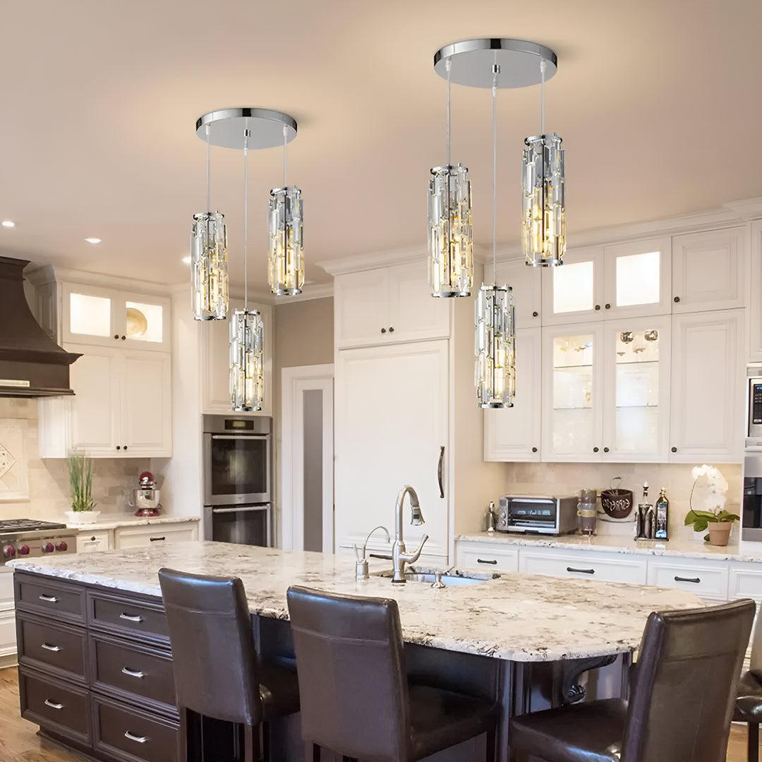 Hanging Pendant Ceiling Lights for Kitchen with Crystal Glass Design