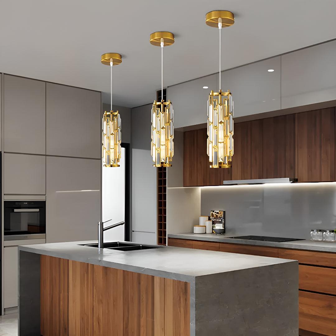 Hanging Pendant Ceiling Lights for Kitchen with Crystal Glass Design