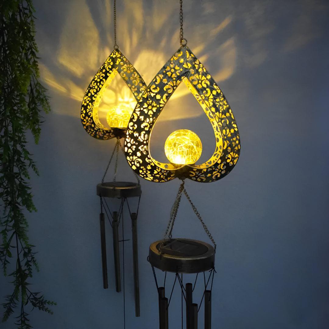 Heart-Shaped Solar Garden Light with Chime