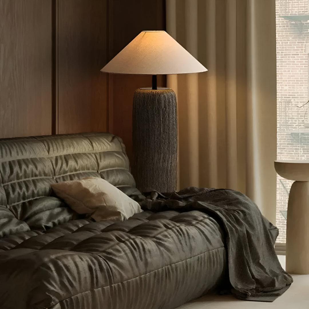 Japanese Pottery Floor Lamp With Fabric Shade For Living Room