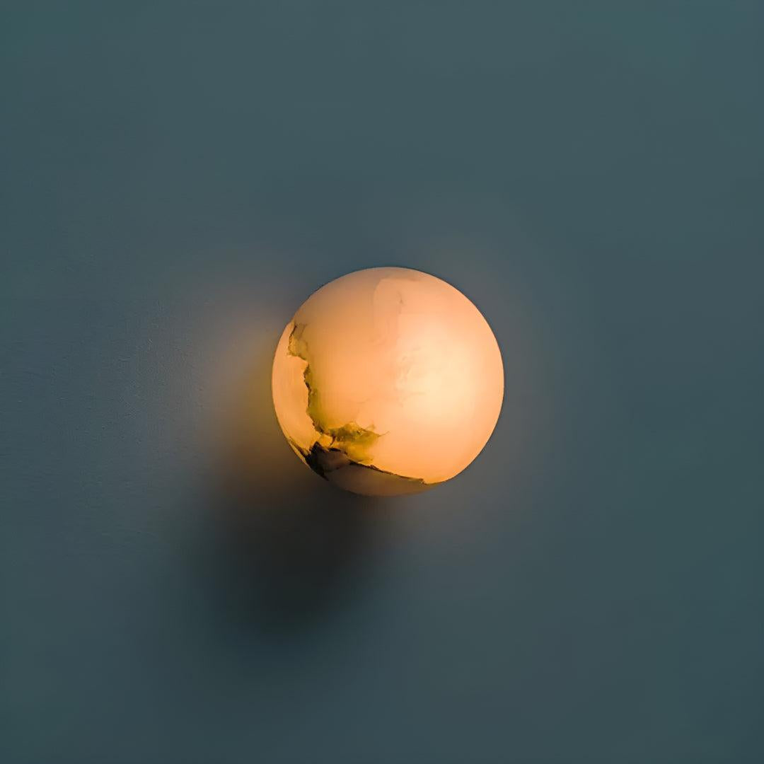 Marble Sphere Globe Wall Sconce Light With Shade And Ambient Glow