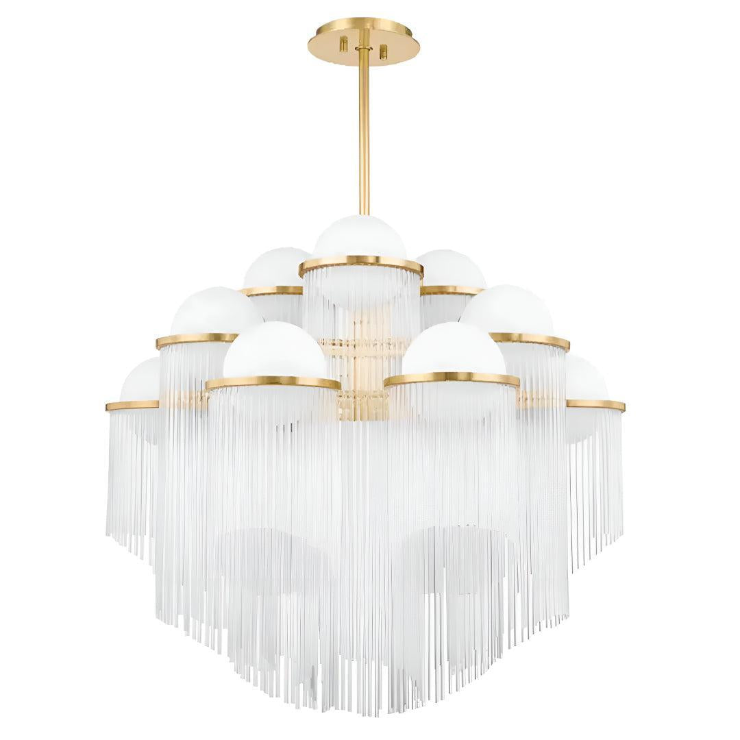 Modern 12 Light Chandelier With Cascading Glass Rods