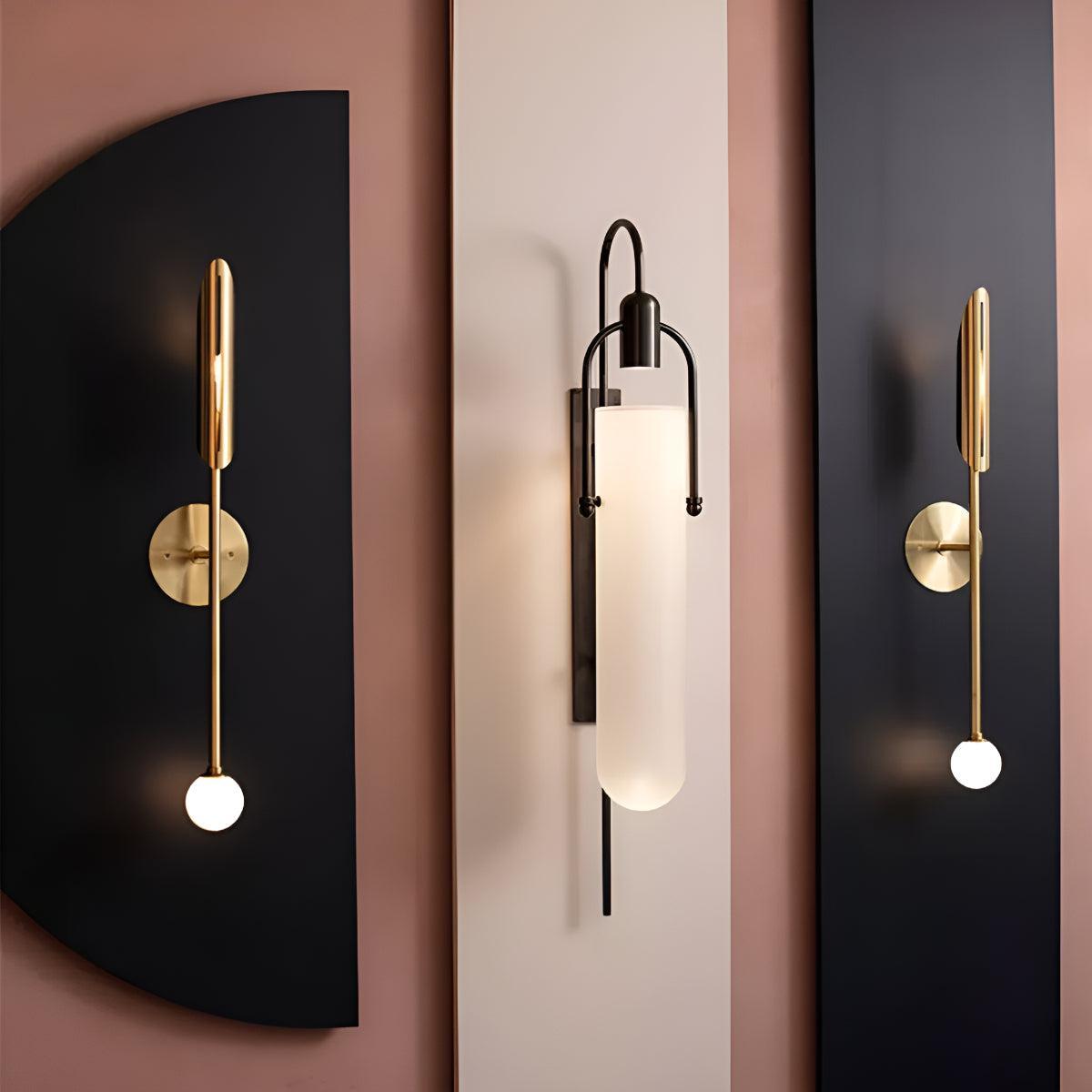 Modern Arc Design Wall Lamp Lighting With Frosted Glass Shade