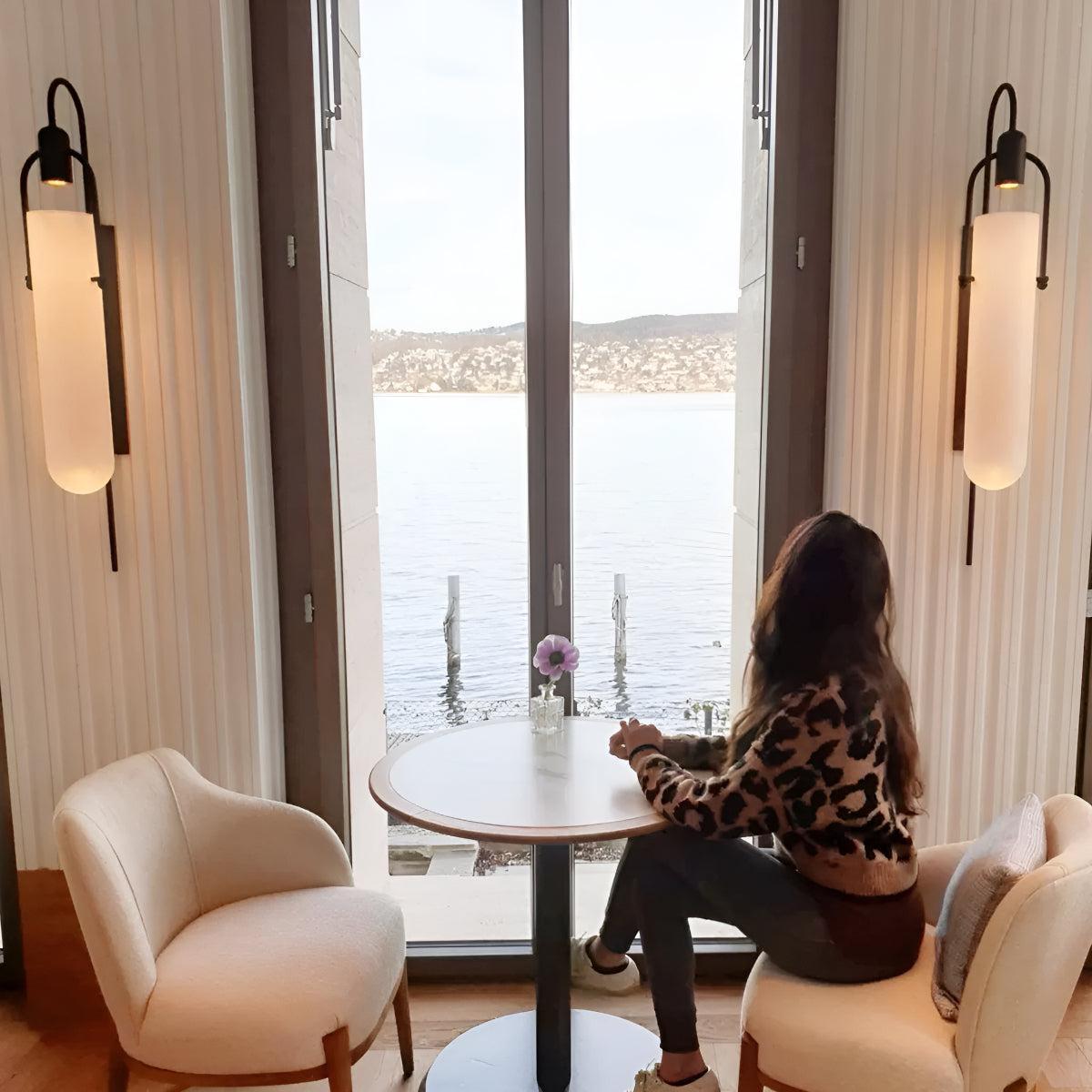 Modern Arc Design Wall Lamp Lighting With Frosted Glass Shade