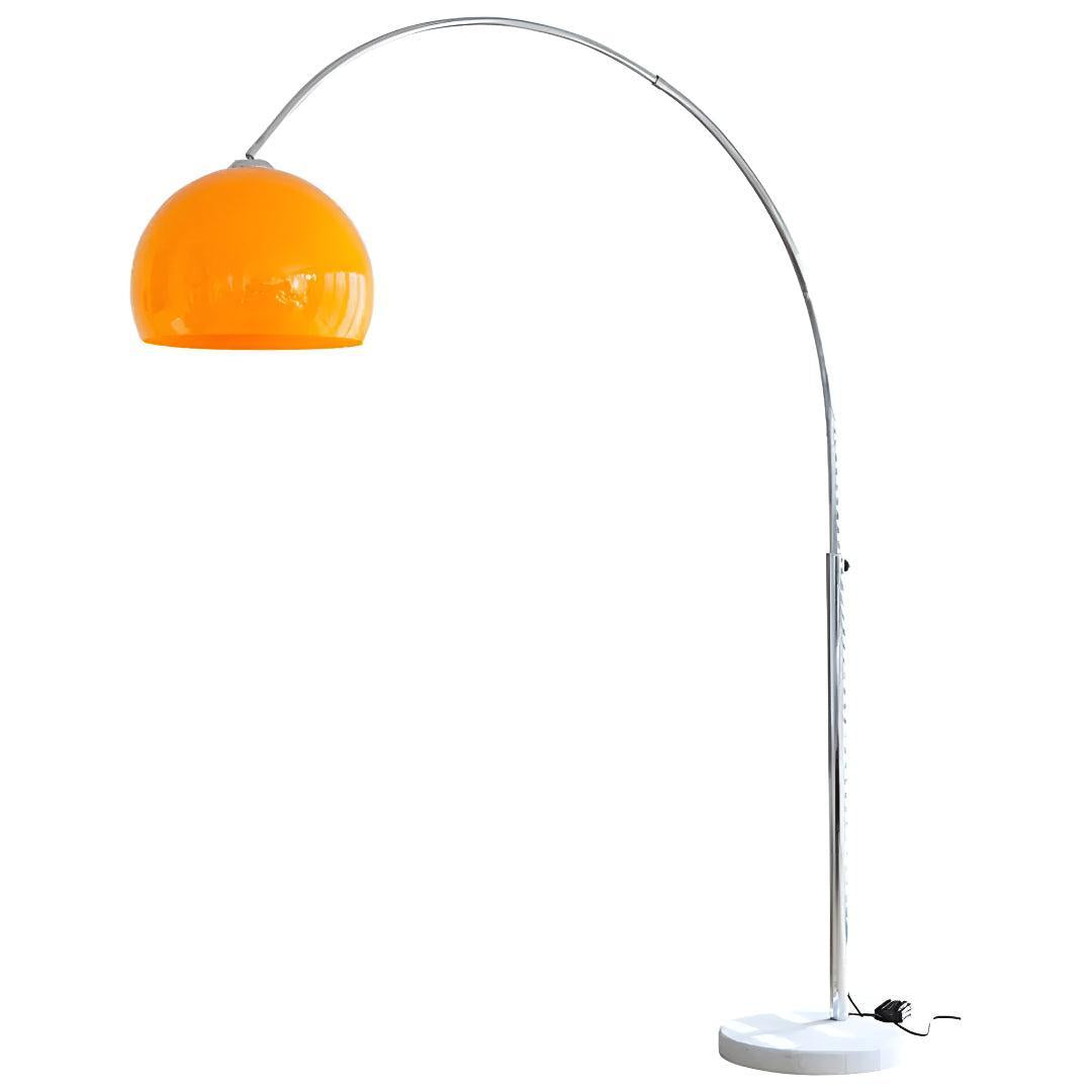 Modern Arc Floor Lamp With Glass Lampshade And Marble Base