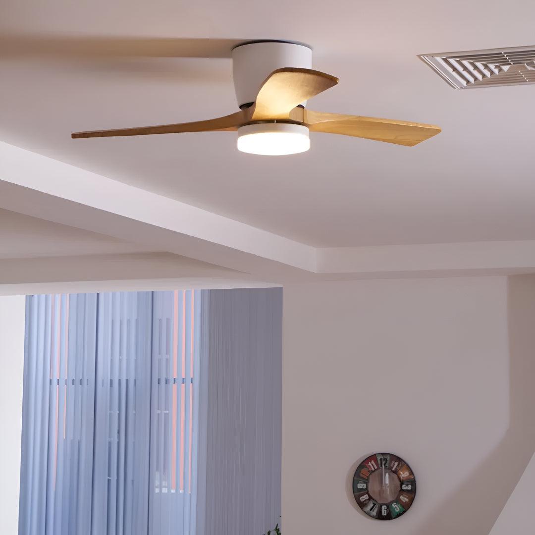 Modern Nordic Wooden Ceiling Fan Light With Remote Control