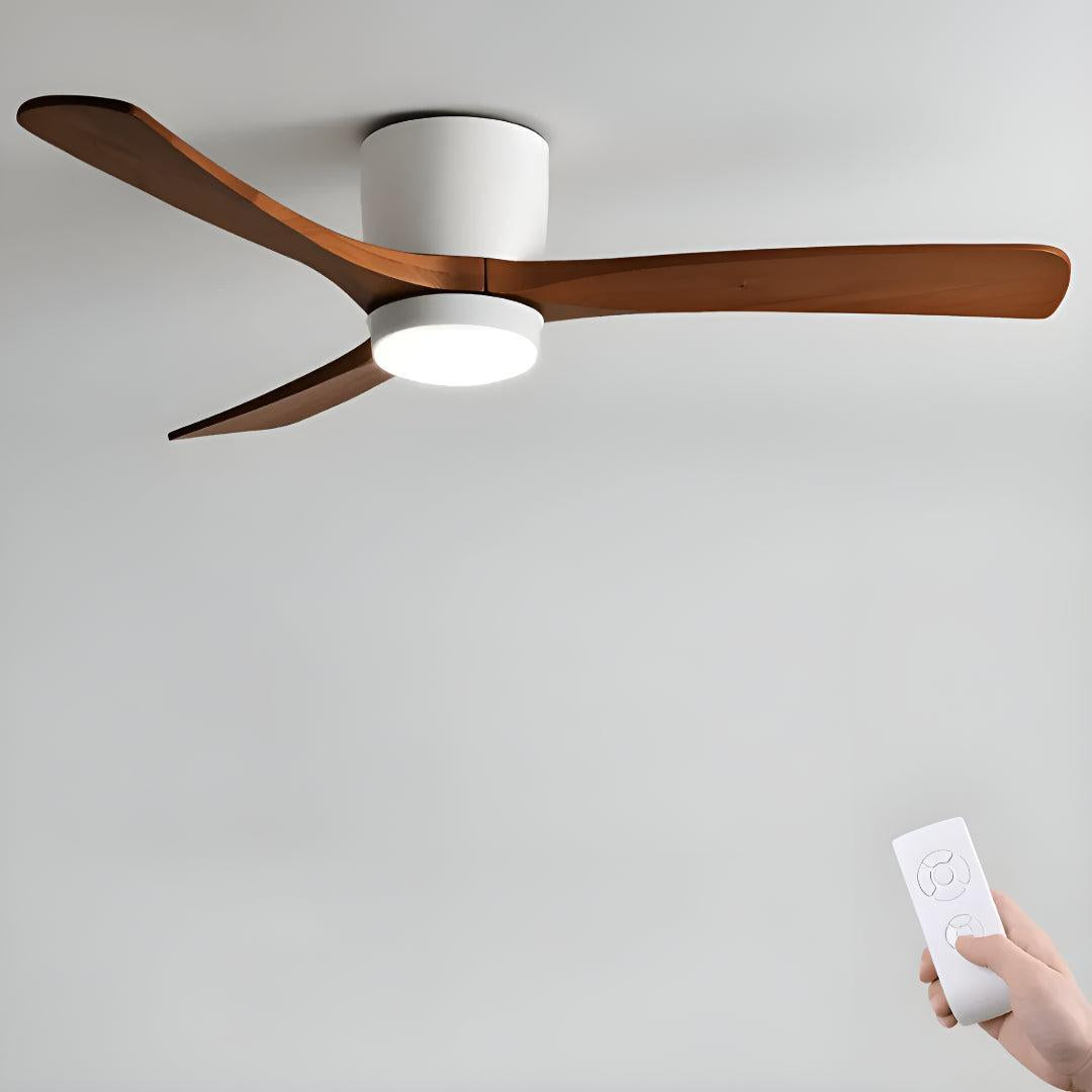 Modern Nordic Wooden Ceiling Fan Light With Remote Control