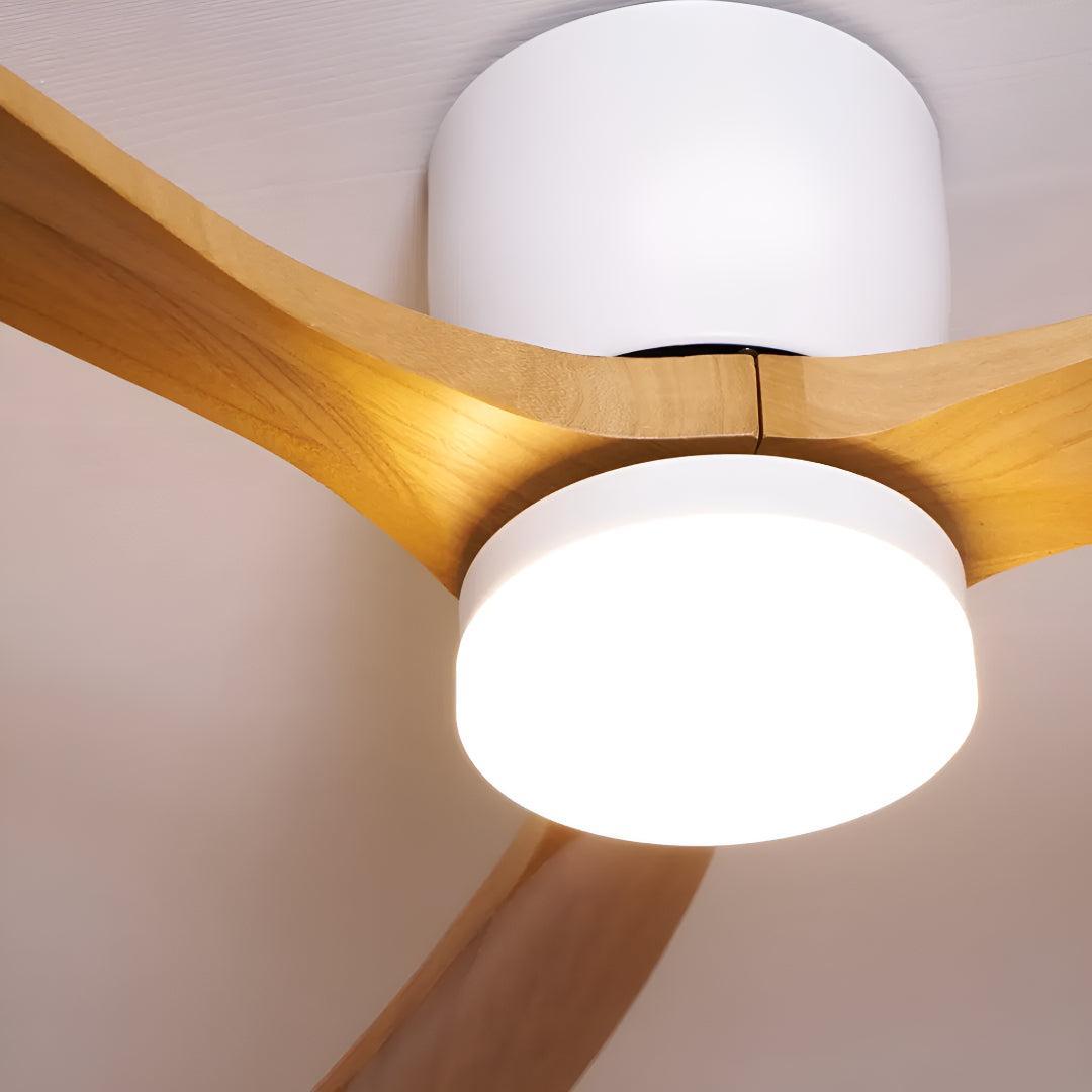Modern Nordic Wooden Ceiling Fan Light With Remote Control