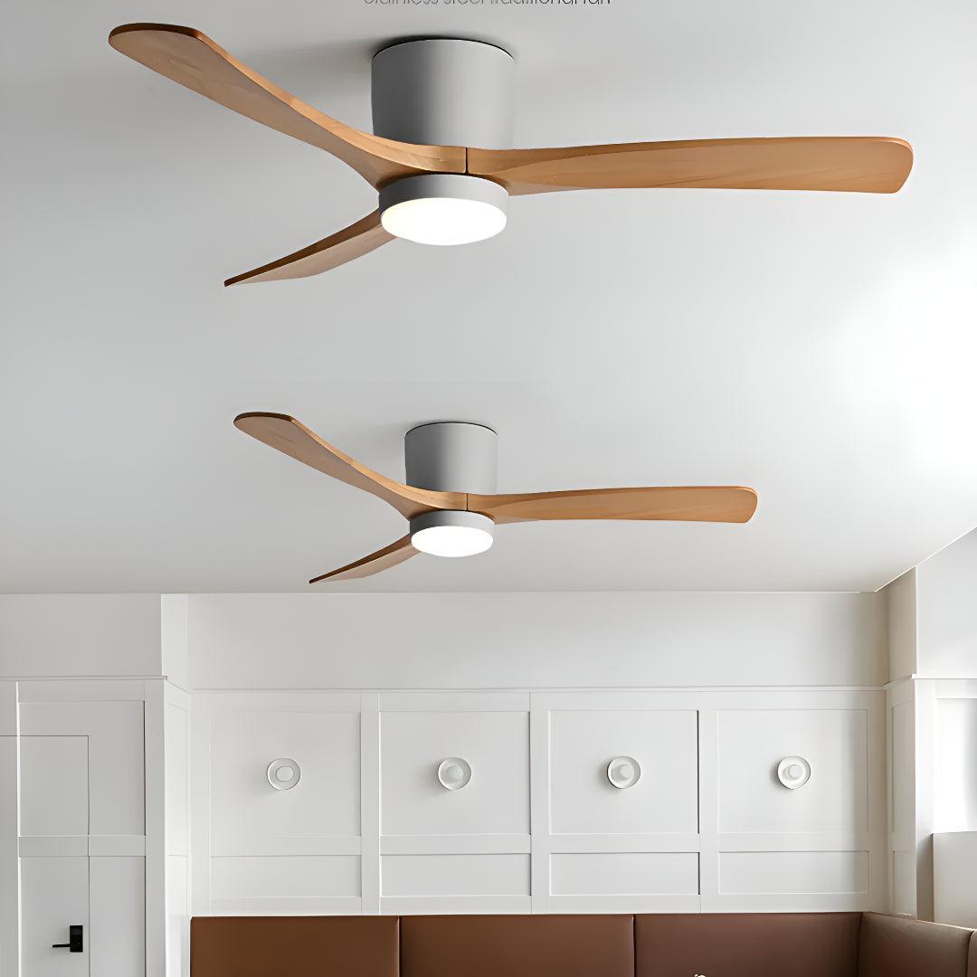Modern Nordic Wooden Ceiling Fan Light With Remote Control