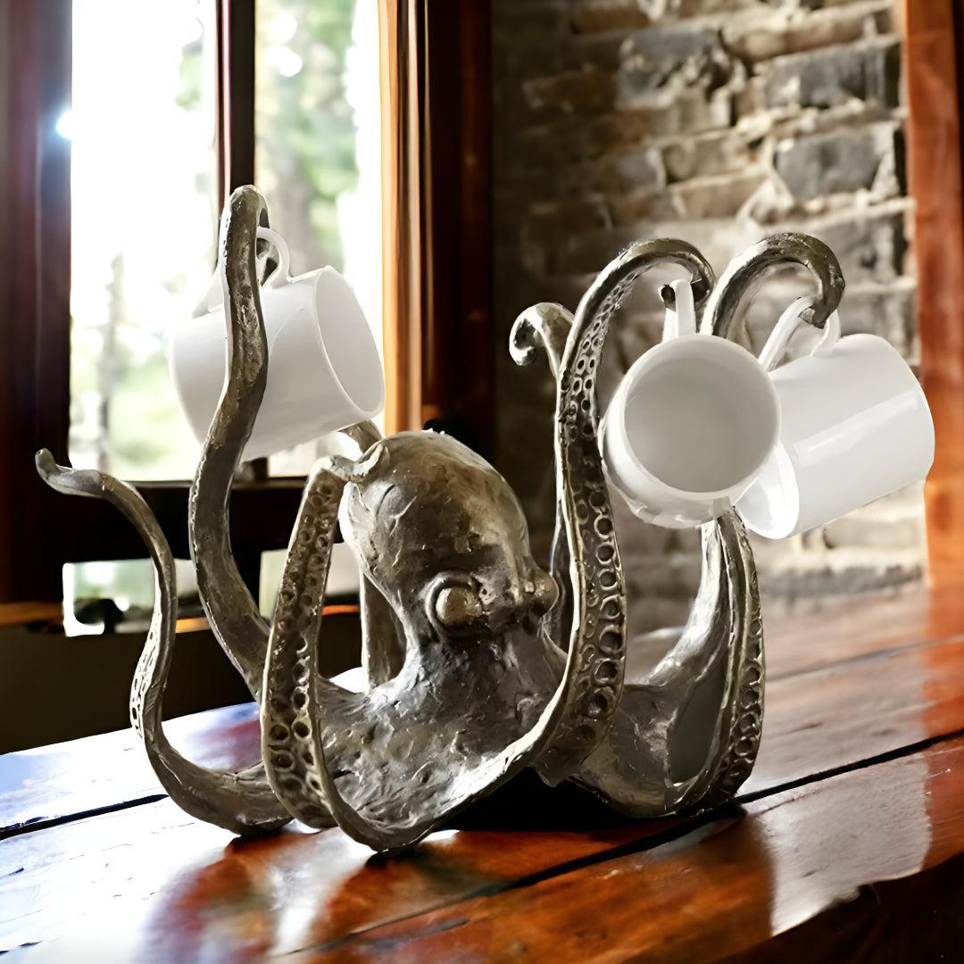 Mug Holder Home Decor Stand With Rustic Octopus Design