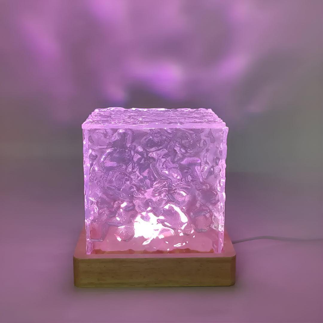 Nordic Table Lamp With Glass Cube Design and Ambient Light
