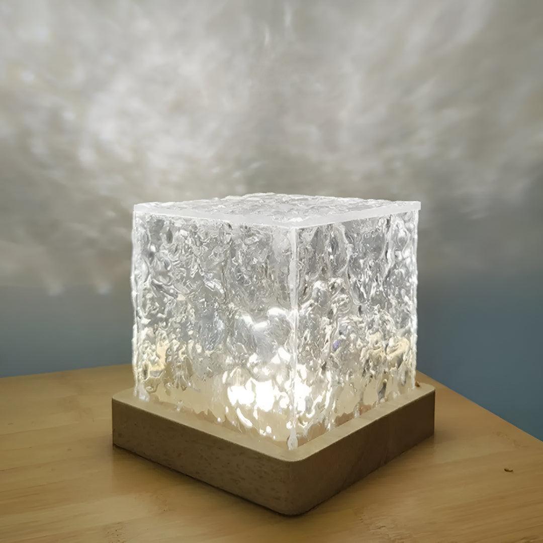 Nordic Table Lamp With Glass Cube Design and Ambient Light