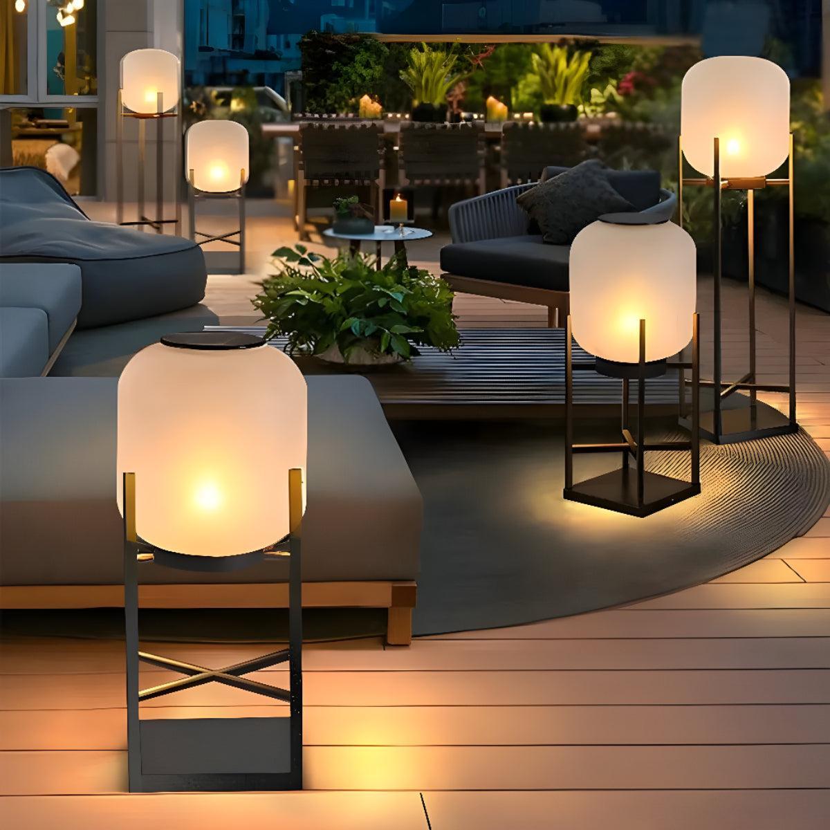 Outdoor Floor Lamp With Lantern Design