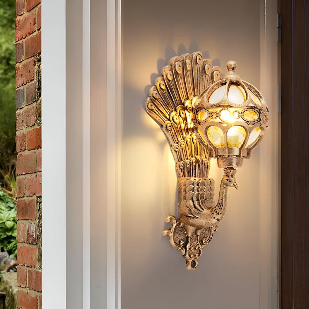 Retro Peacock Exterior Wall Lamp for Outdoor Wall Lighting
