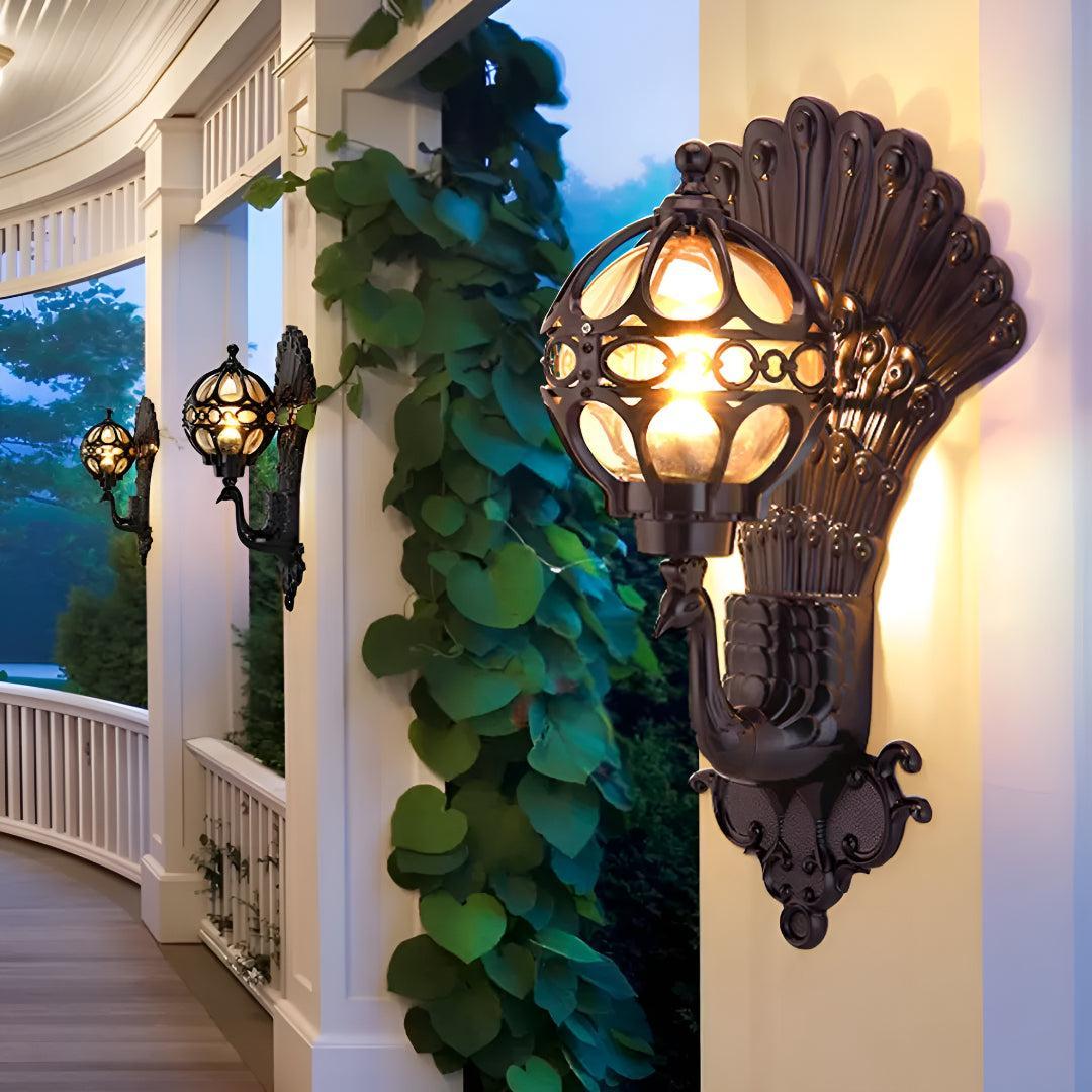 Retro Peacock Exterior Wall Lamp for Outdoor Wall Lighting