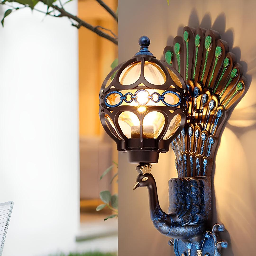 Retro Peacock Exterior Wall Lamp for Outdoor Wall Lighting