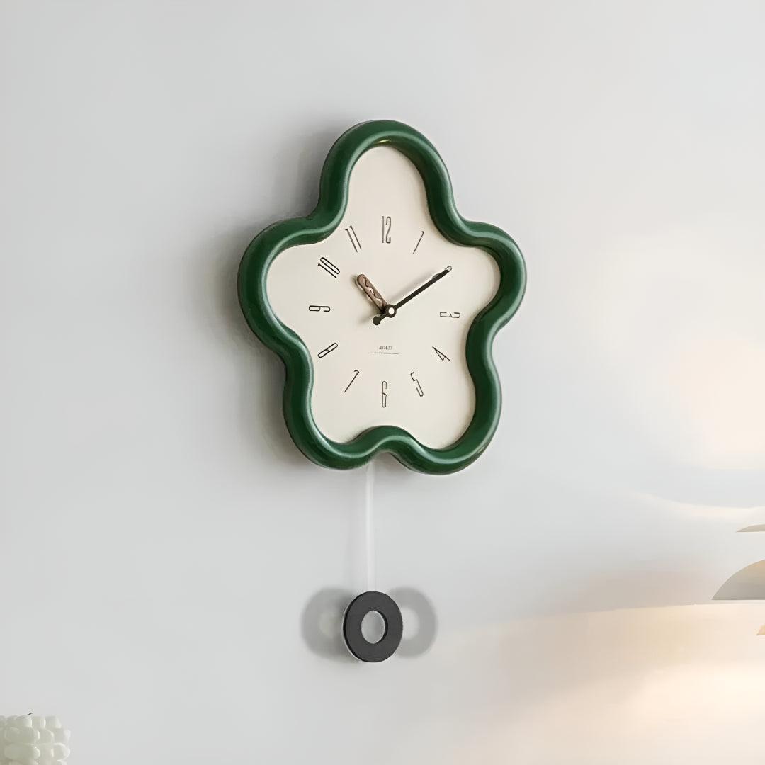 Silent Pendulum Wall Clock With 3D Flower Design