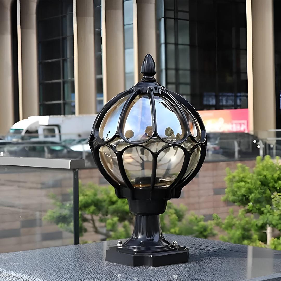 Vintage Outdoor Pier Mount Pillar Light with Glass Globe