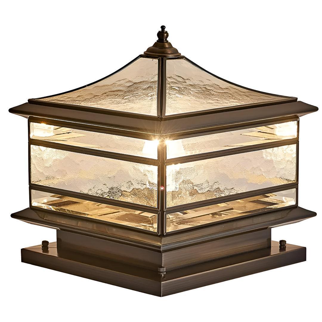 Vintage Outdoor Post Lantern With Glass Design For Patio And Yard