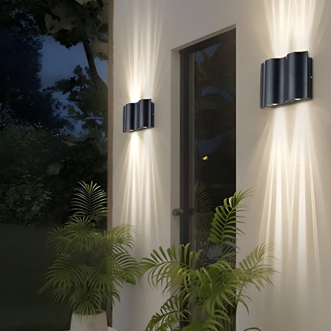 Wave Style Outdoor Wall Lights With Up And Down Sconce